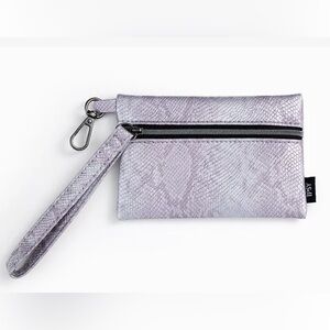 Silver & Light Purple Snakeskin Wristlet Bag Pink Inside by Ipsy, NEW